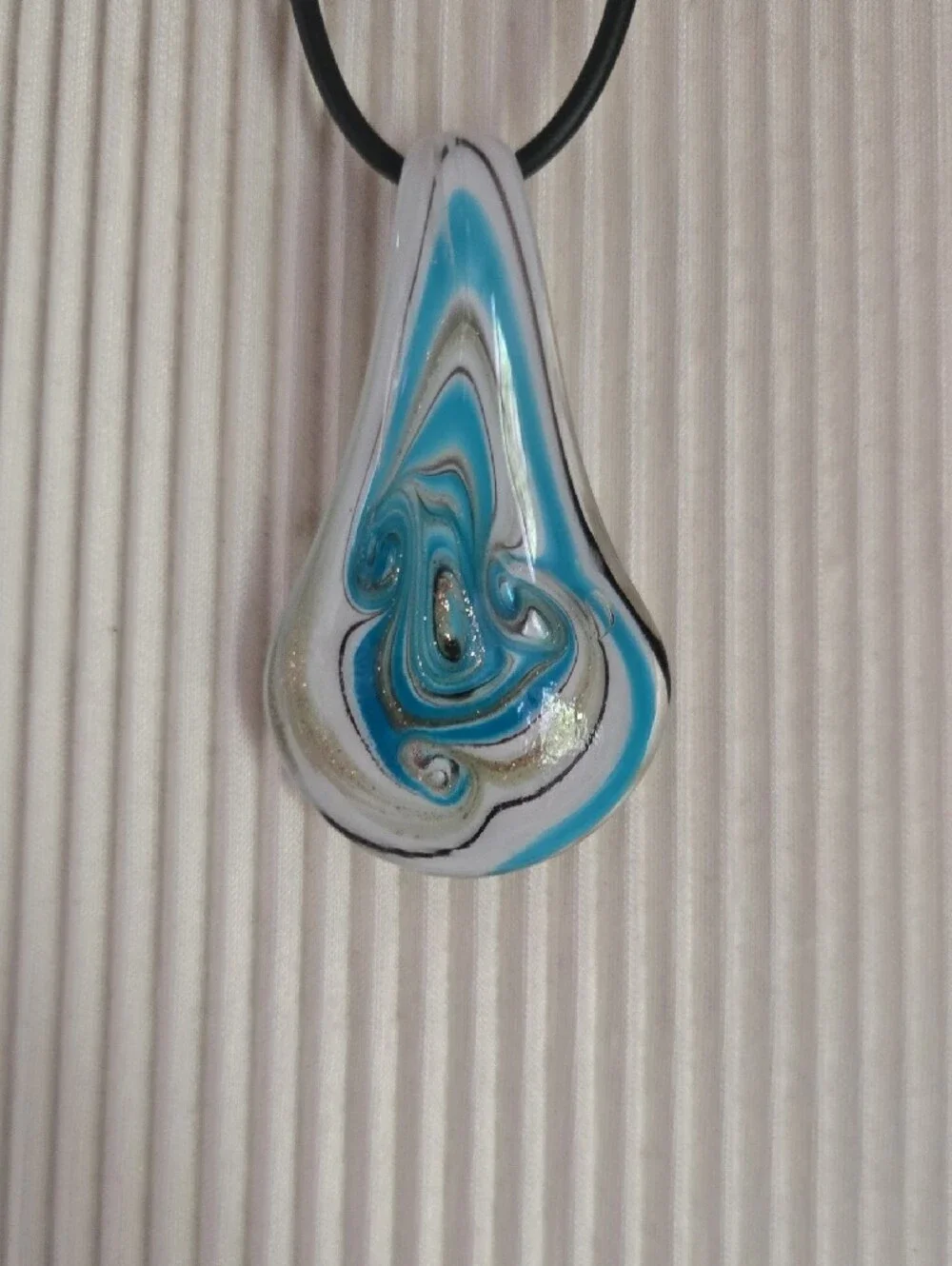 Blue Swirl Teardrop Necklace & Earring Set Glass